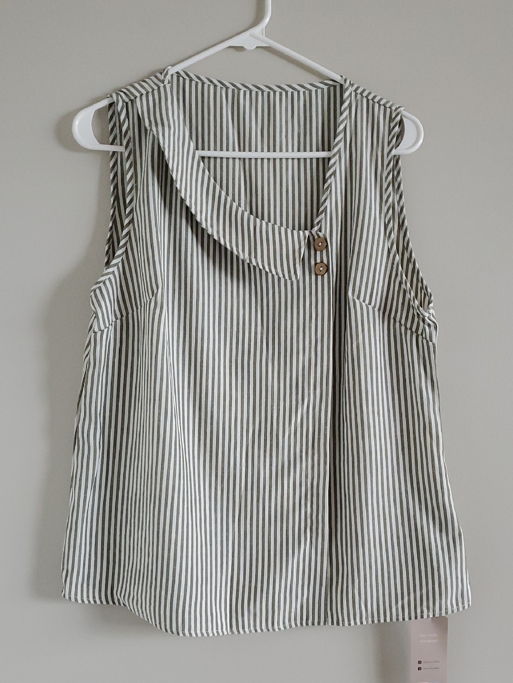 NWT Striped Sleeveless Scoop Neck Cotton Blend Tank Top Sz L Career Office